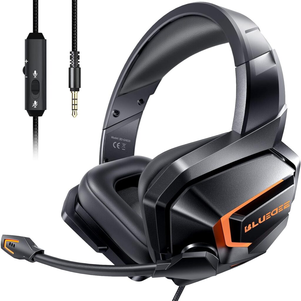 Bluedee Gaming Headset GH020 with Noise Cancelling Microphone, Over-Ear Headphones with Bass Surround for PS5, PS4, Xbox, PC, Laptop